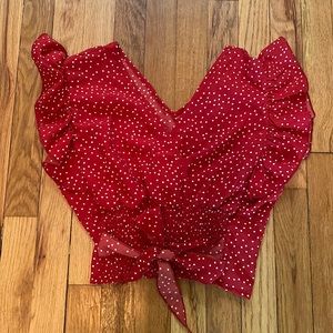 Polka dot ruffle shirt